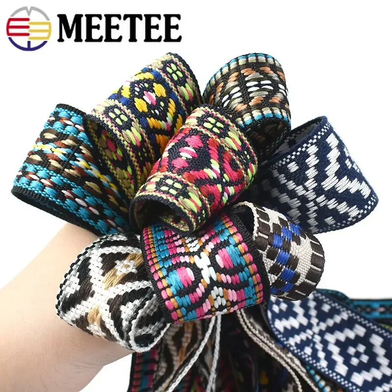 5Yard Polyester Jacquard Webbing Tape 30/38mm Ethnic Ribbon Shoulder Bag Strap Decorative Band Garment Sewing Fabric Accessories