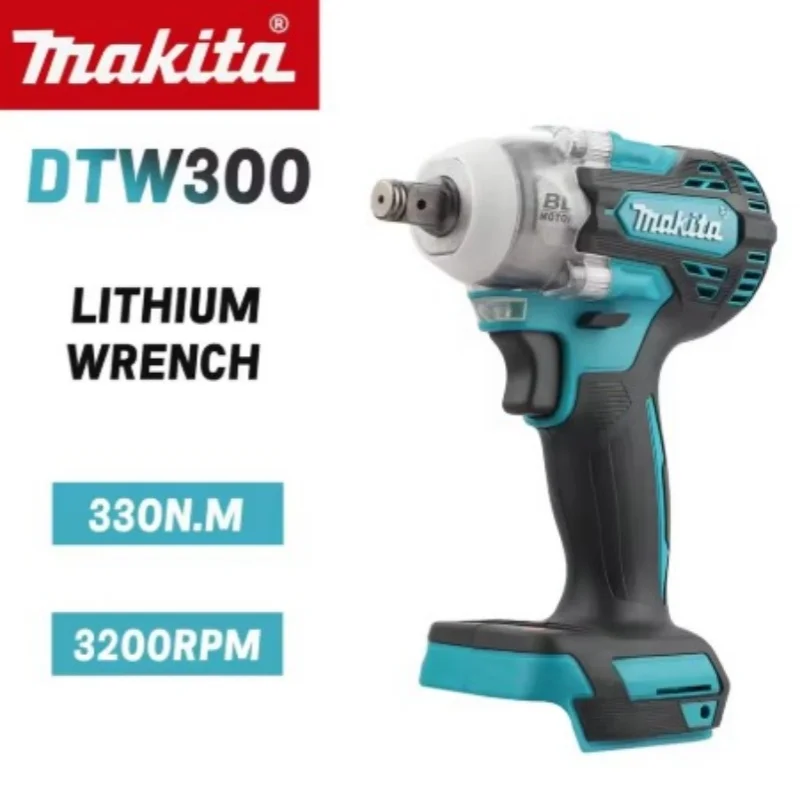 Llave de Impacto Inalámbrica Makita DTW300 de 18V, Juego de Herramientas Eléctricas con 330 Nm de Torque, Llave de Alto Torque de Litio para Reparación Automotriz