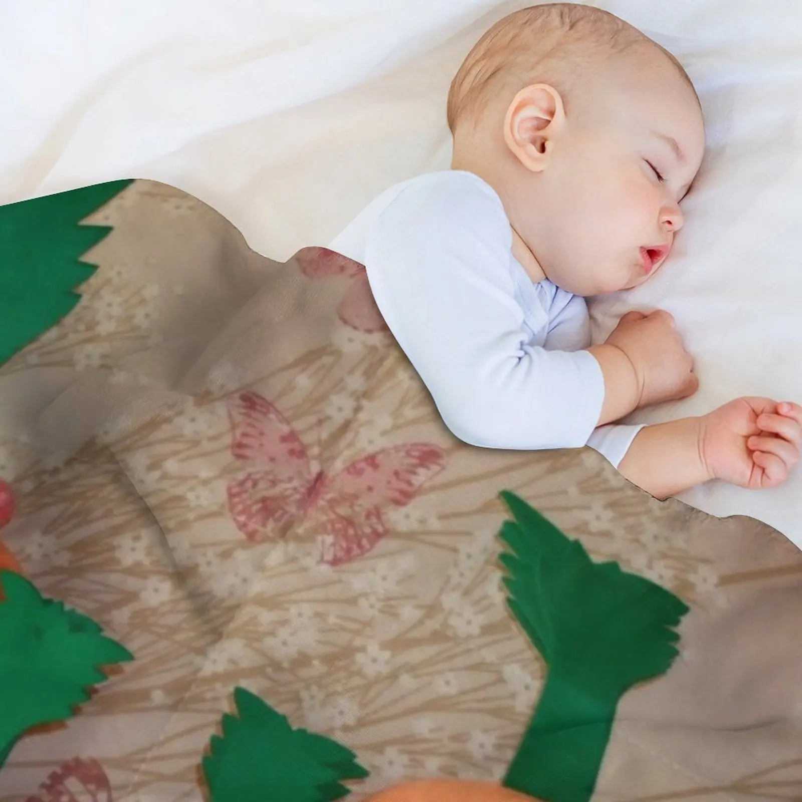 عائلة الجزر (كين، كاتي، شاردونيه، جاسبر آند بيبي جزر)، بطانية رمي للأريكة، بطانية منقوشة على شكل سرير أشعث رفيع للأطفال