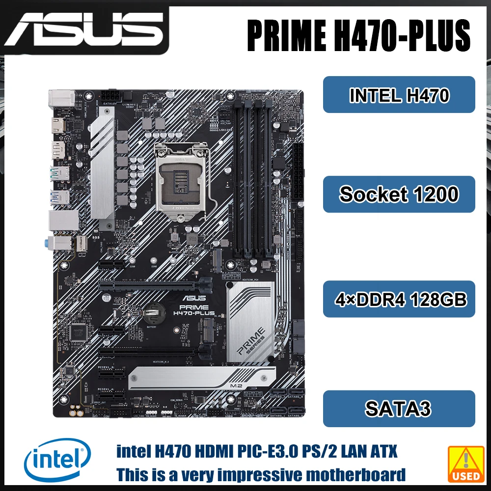 ASUS PRIME H470-PLUS Motherboard Intel H470 Socket 1200 support Core i3-10100 10320 10600 10700K 10900 G5905 cpu DDR4 128GB M.2