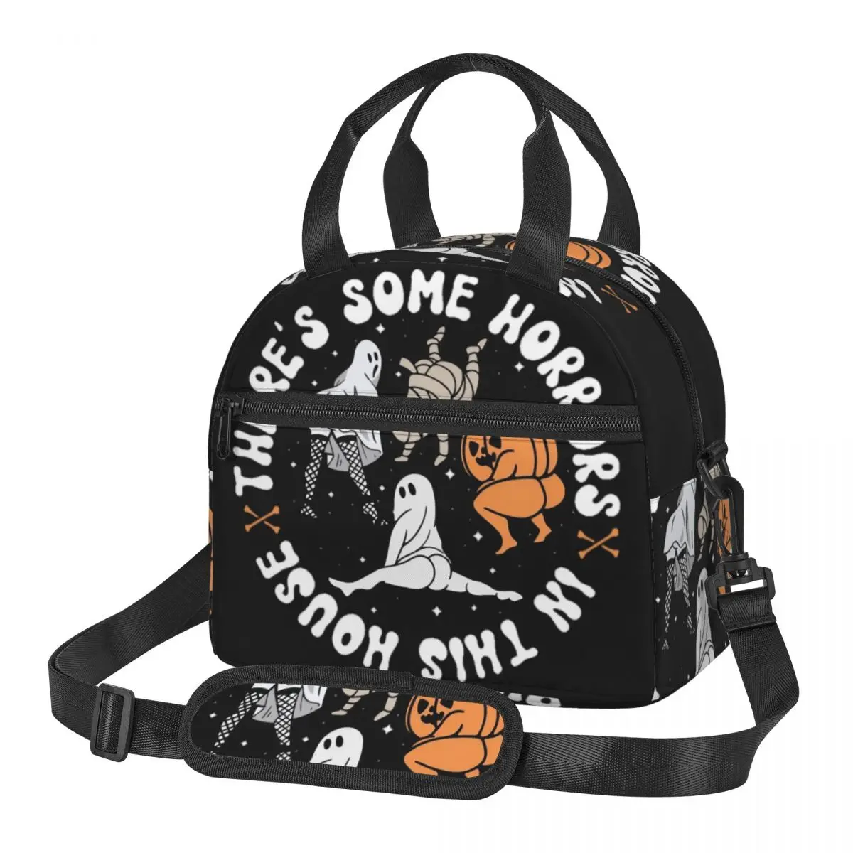 

There's Some Horrors In This House Halloween Insulated Lunch Bag With Adjustable Shoulder Strap Storage Food Box Lunch Boxes