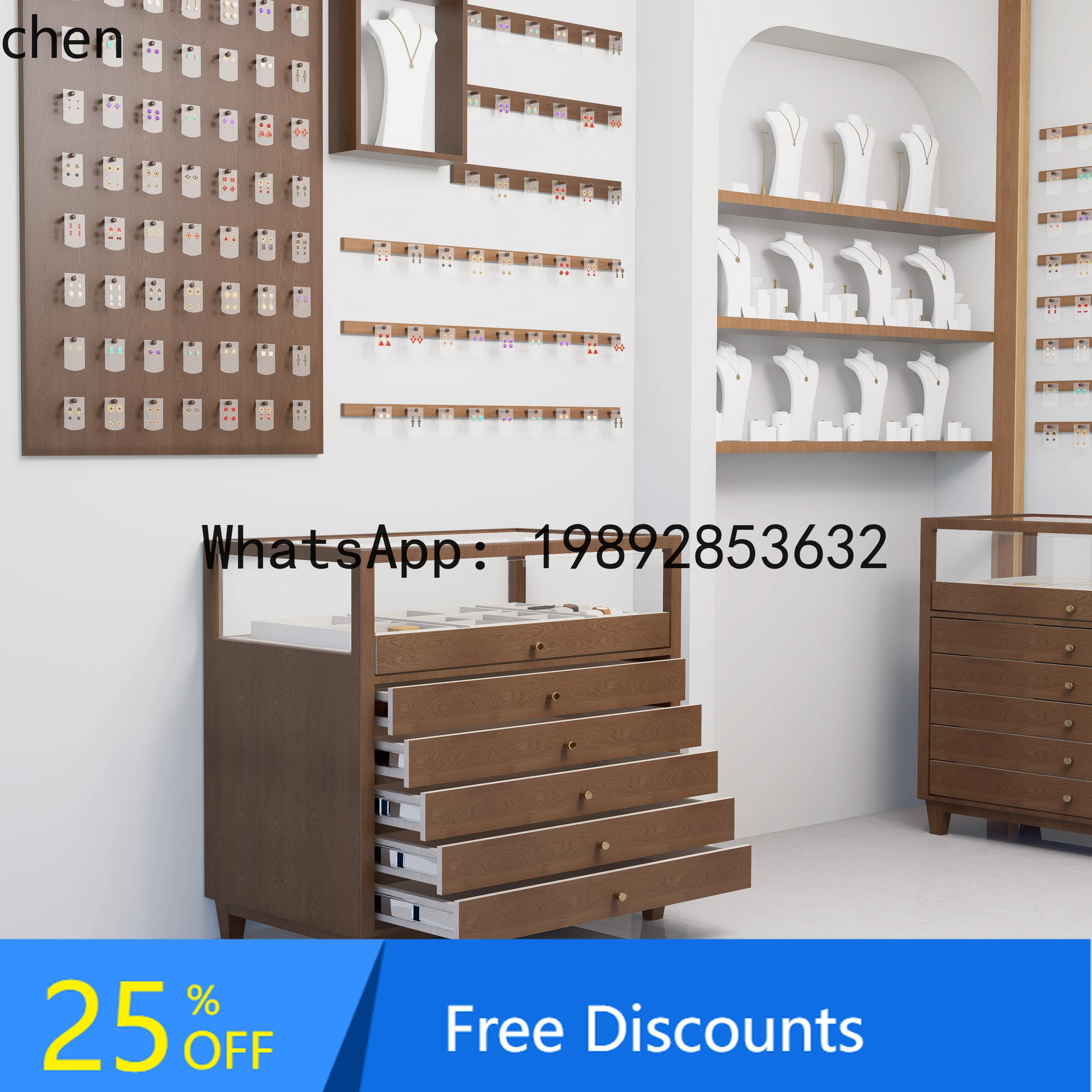 

jewelry Nakajima display cabinet solid wood display clothing store bucket cabinet glass display cabinet water table
