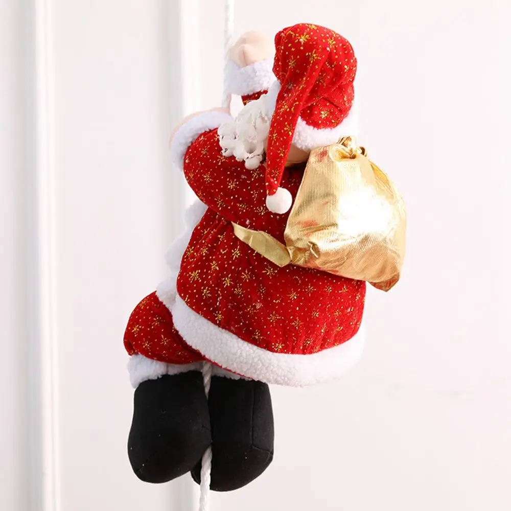 Cartoon Santa Doll Pendant Christmas Tree Decorations Funny Santa Claus Climbing On Rope Plush Doll Toy For Home Wall Window