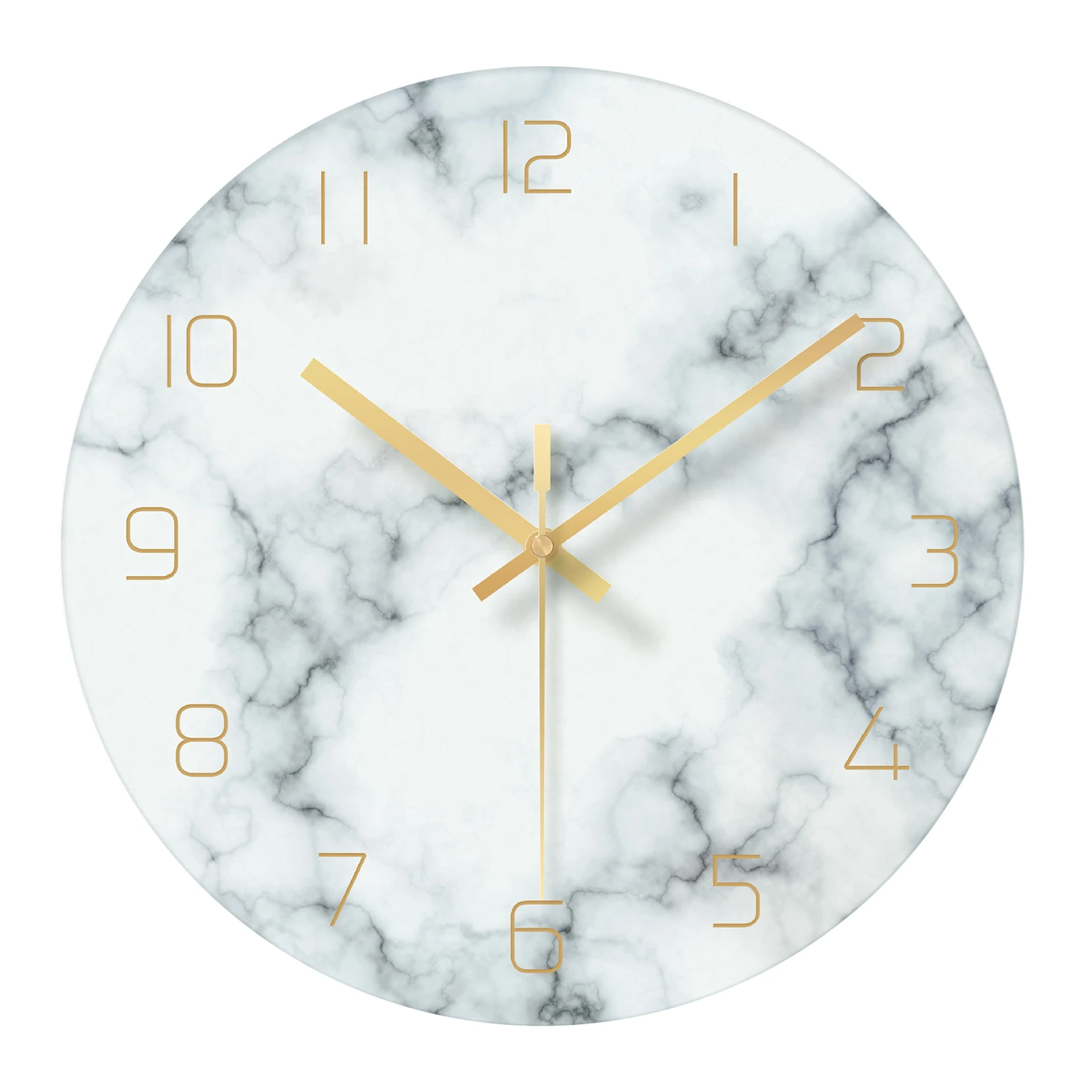 Silent Glazed Wall Clock for Living Room Decoration 12 Inch Modern Decor Non Ticking for Aesthetic Bedroom And (batter