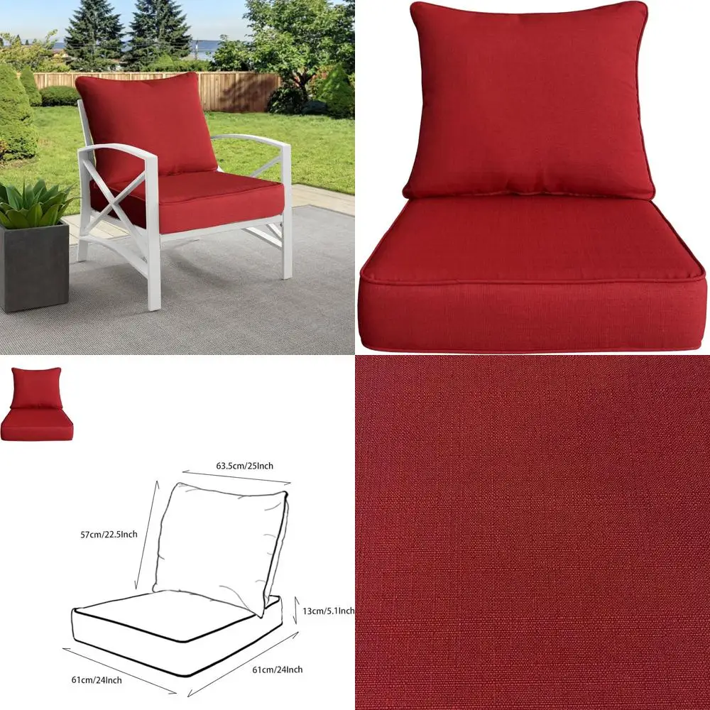 

24x24 Inch Waterproof Outdoor Deep Seat Cushion Set, Resilient Foam, Stain & UV Protected