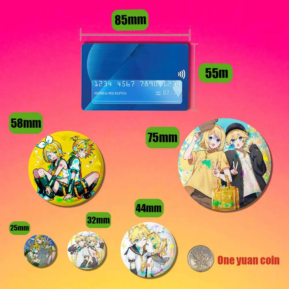 For Rin Len Kagamine Badge Cover Pin Custom Button 58mm Emblem Insignia Round Backpack Laser Film