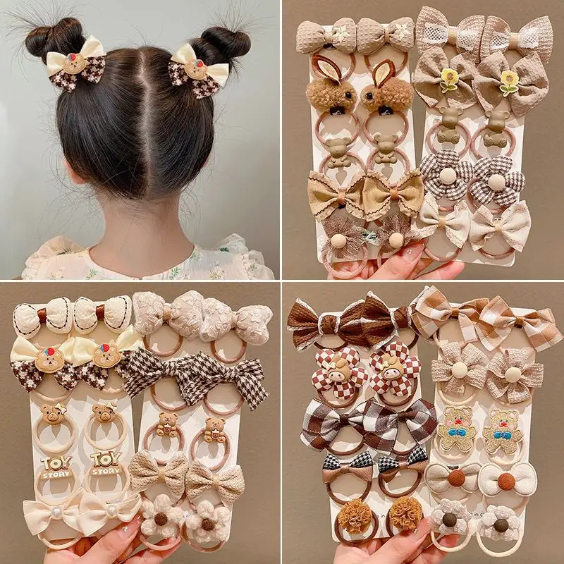 Cinta para el pelo de dibujos animados para niñas, lazos para el pelo, diademas de flores, bandas de goma elásticas de princesa, accesorios para el