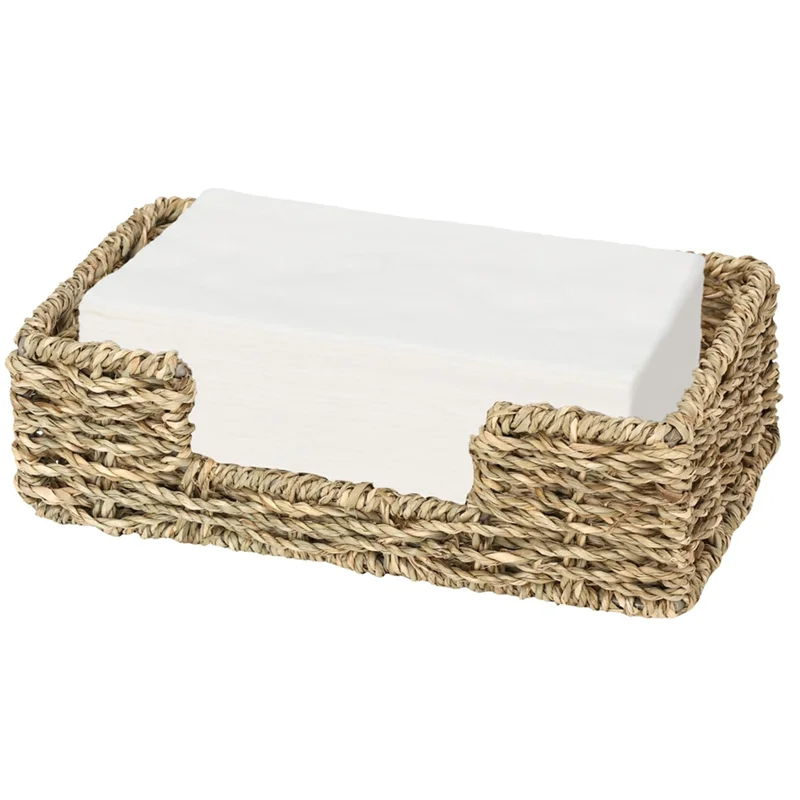 

ABKY-держатель для салфеток для стола из морских водорослей, держатель для коктейльных салфеток, плетеный поднос для салфеток, плоские держатели для салфеток для кухни, ванной комнаты