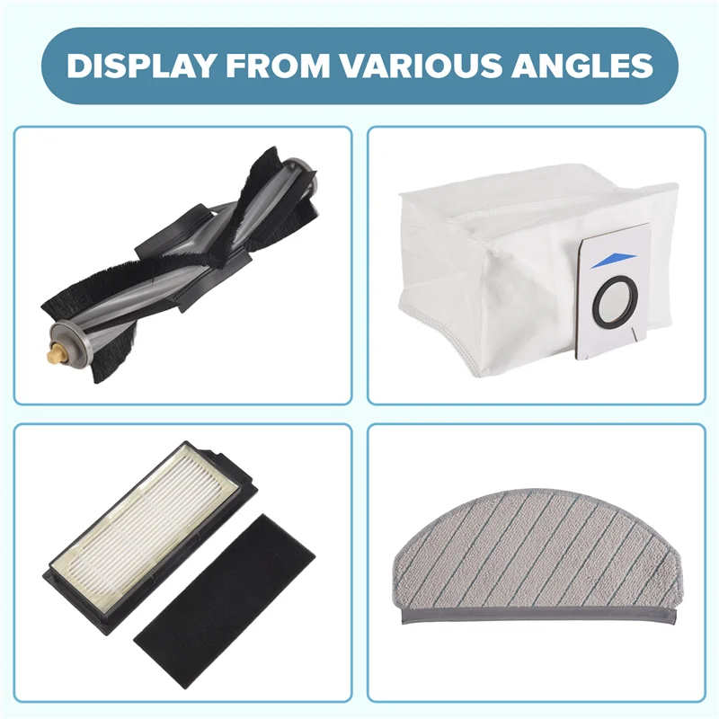 A94E-1Set فرشاة جانبية رئيسية فلتر Hepa ممسحة خرقة كيس لجميع الغبار استبدال عدة ل Ecovacs X1 Plus