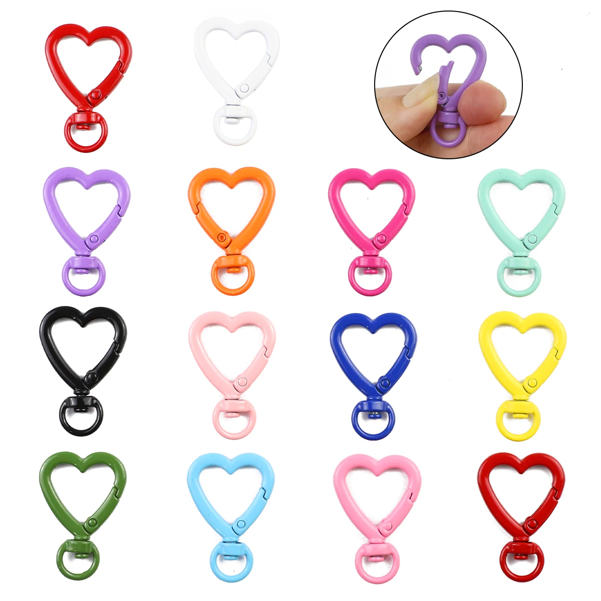 

2-5pcs Zinc Alloy Lacquered heart-shaped Lobster Clasp Keychain Connecting Buckle For DIY Jewelry Making Accessories