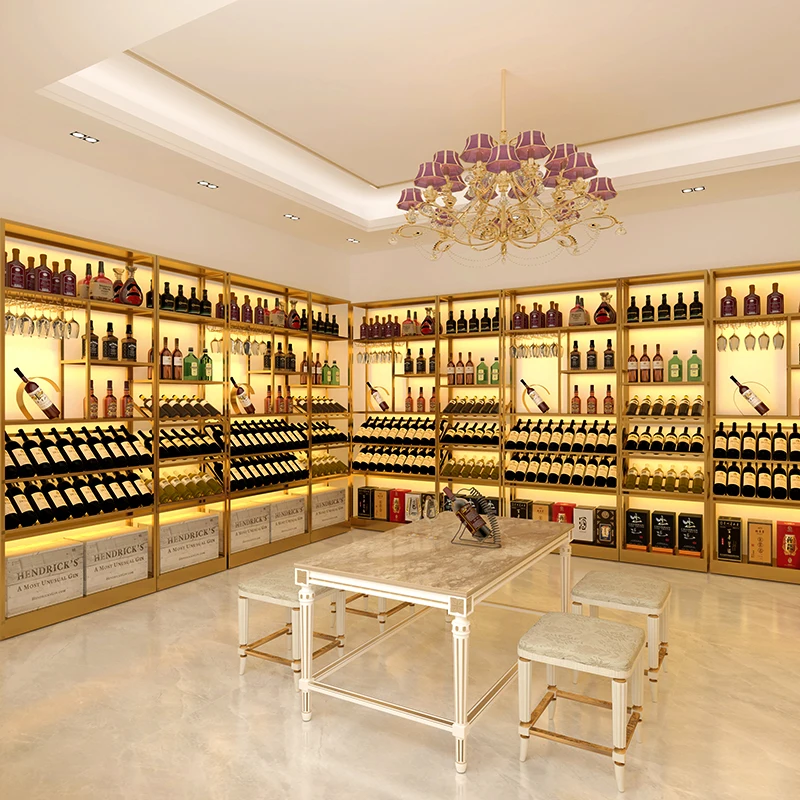 

Red wine cabinet display cabinet, winery against the wall, red wine shelf display rack, floor-to-ceiling wine