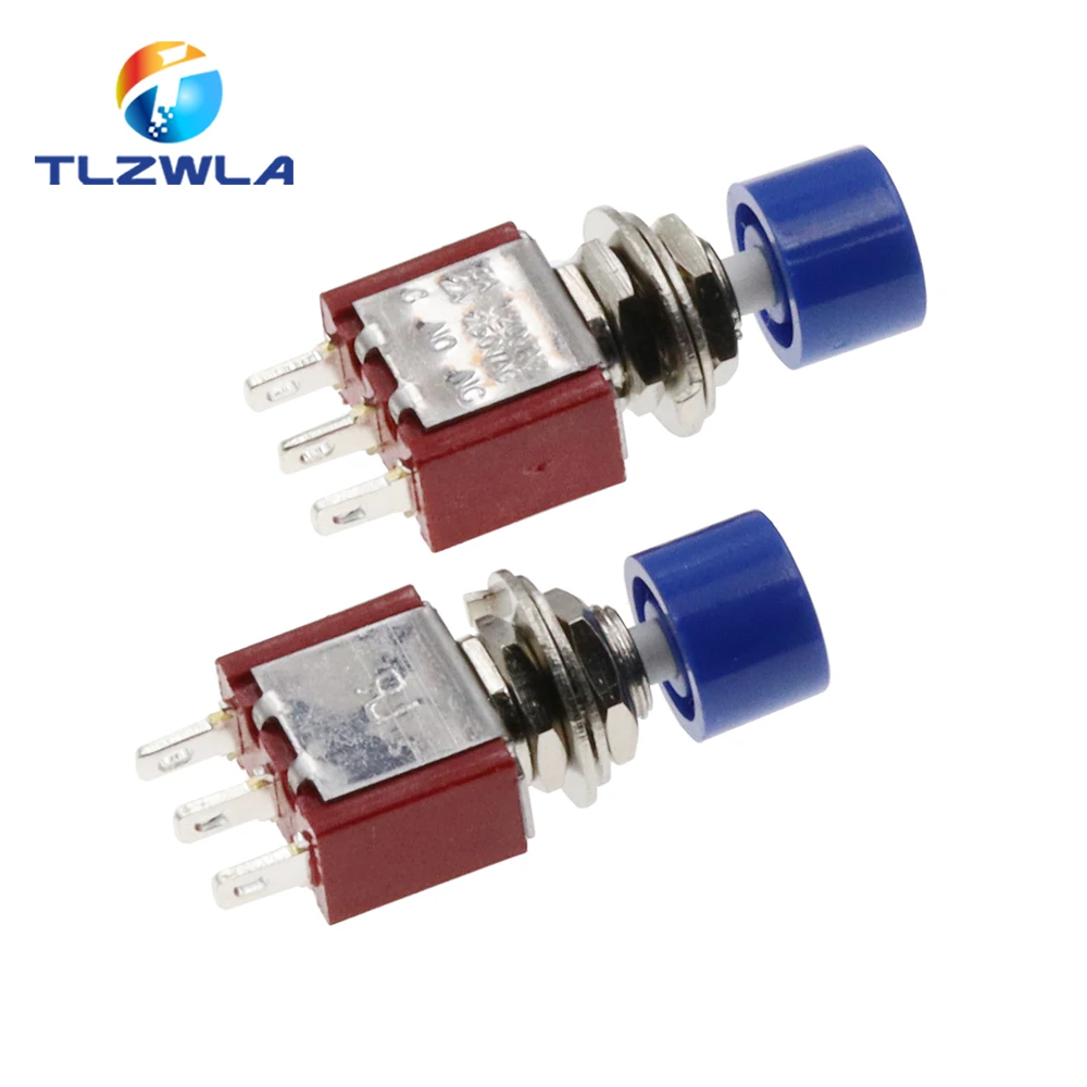 5PCS 3Pin C-NO-NC 6MM Mini Momentary Automatische rückkehr Push Button Schalter EIN-(EIN) 2A 250VAC/5A 120VAC