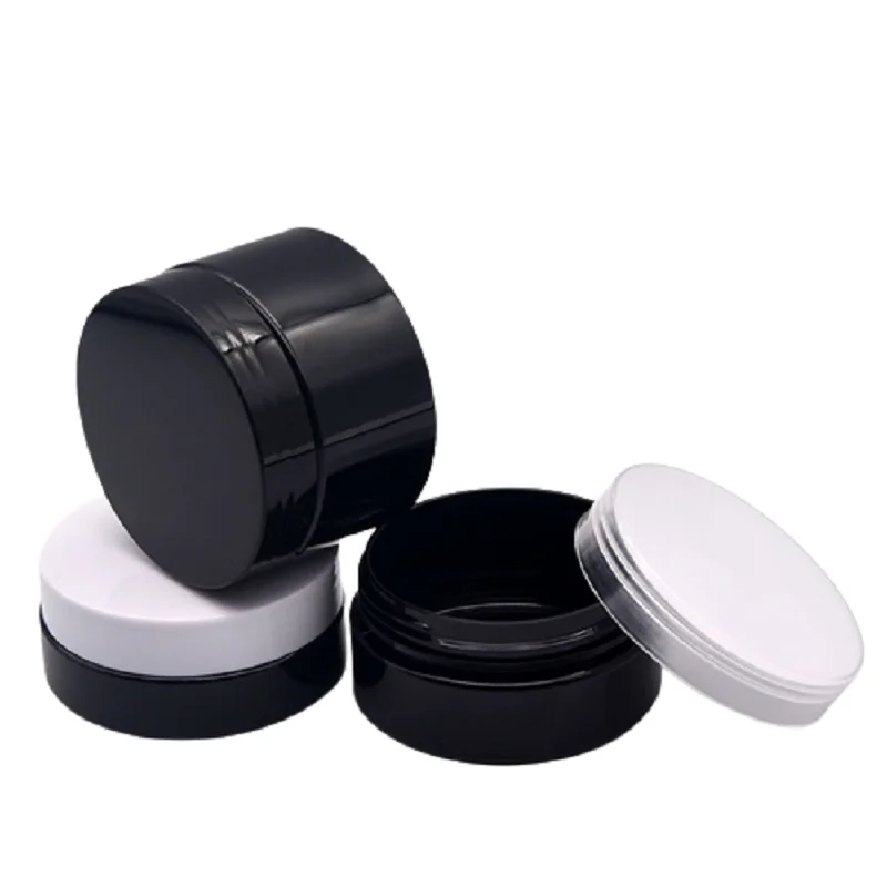 

24Pcs Cosmetic Jars Empty Shiny Pots Black Plastic Lid 30g 50g 80g 100g 120g 150g 200g 250g Refillable Bottle Cream Containers