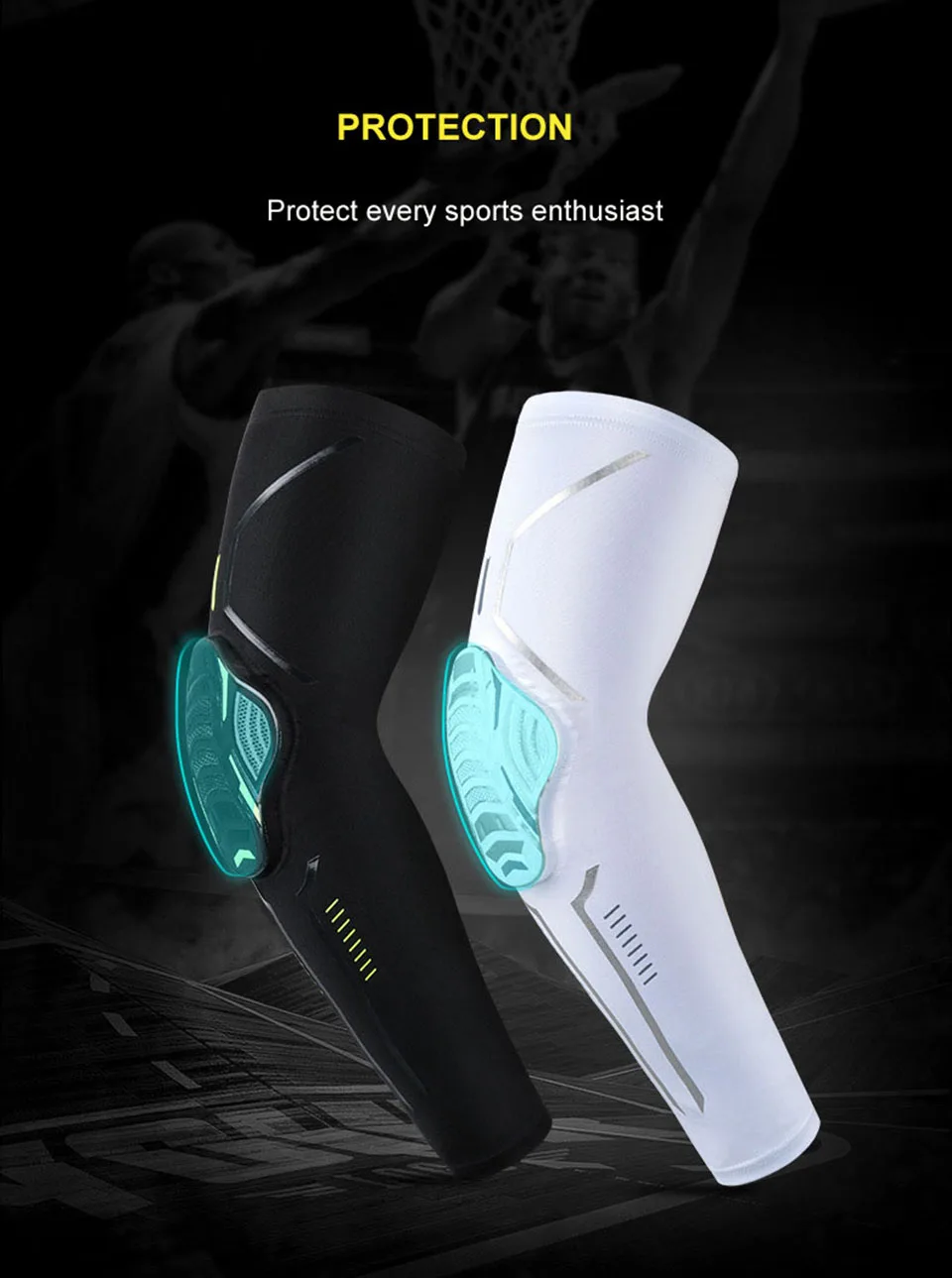 GTUBIKE 1 Stück elastische Basketball-Ellbogen- und Armprotektoren, stoßdämpfende Waben-Ellbogenschützer für Lauf- und Radsport – Detail 2