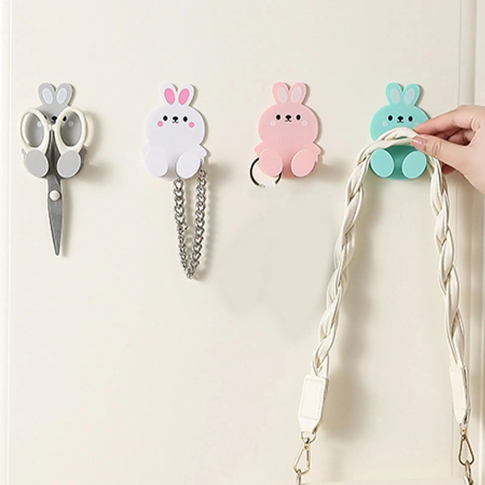 الأرنب جدار السنانير لطيف شماعات الحائط دون الأظافر جدار لاصق المطبخ المنظم رف الهاتف المحمول شحن حامل جدار ديكور هوك #2