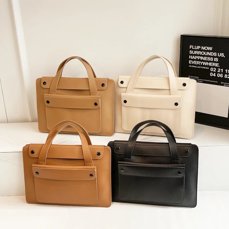Business Office Luxury Personalized Briefcase Commuting Woman PU Leather Large Capacity Documrnt Bag Travel 14 Inch Laptop Bag