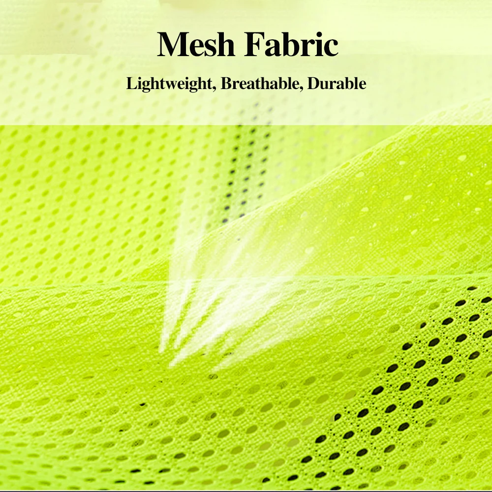 Reflective Mesh Safety Vest High Visibility Dual Color Zipper Front Safety Jacket Hi Viz Clothes Outdoor Protective Workwear