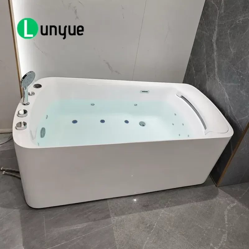 Modern Acrylic Freestanding Whirlpool Bathtub with Air and Water Jets Luxury Spa Tub for Bathroom Home Relaxation
