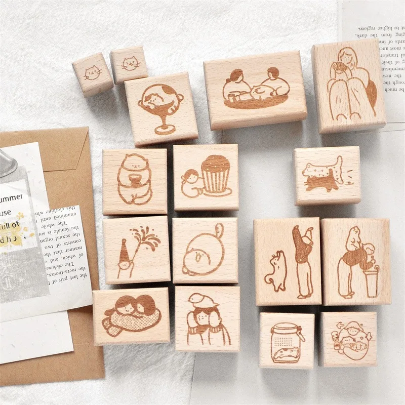 

Lovely Girls Bird Cat Daily Life Wooden Rubber Stamp DIY Scrapbooking Photo Album Card Making Wood Seal