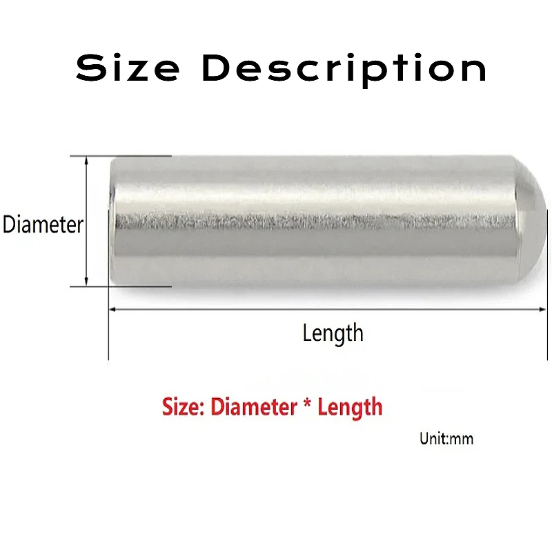 M2.8 M2.9 M3 M3.5 M4 M5 M6 M8 M10 A2-70 304 Stainless Steel Solid Round Head Cylindrical Pins Locating Dowel Fixed Shaft Rod