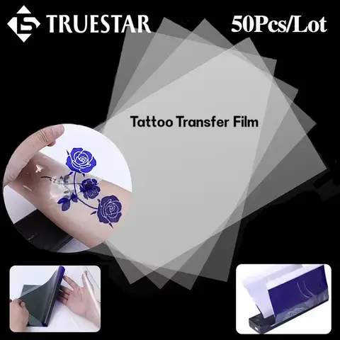 투명 문신 전사 필름 용지, A4 사이즈 스텐실 프린터 용지, 드로잉 복사기, 탄소 종이, 전사기용, 50 개