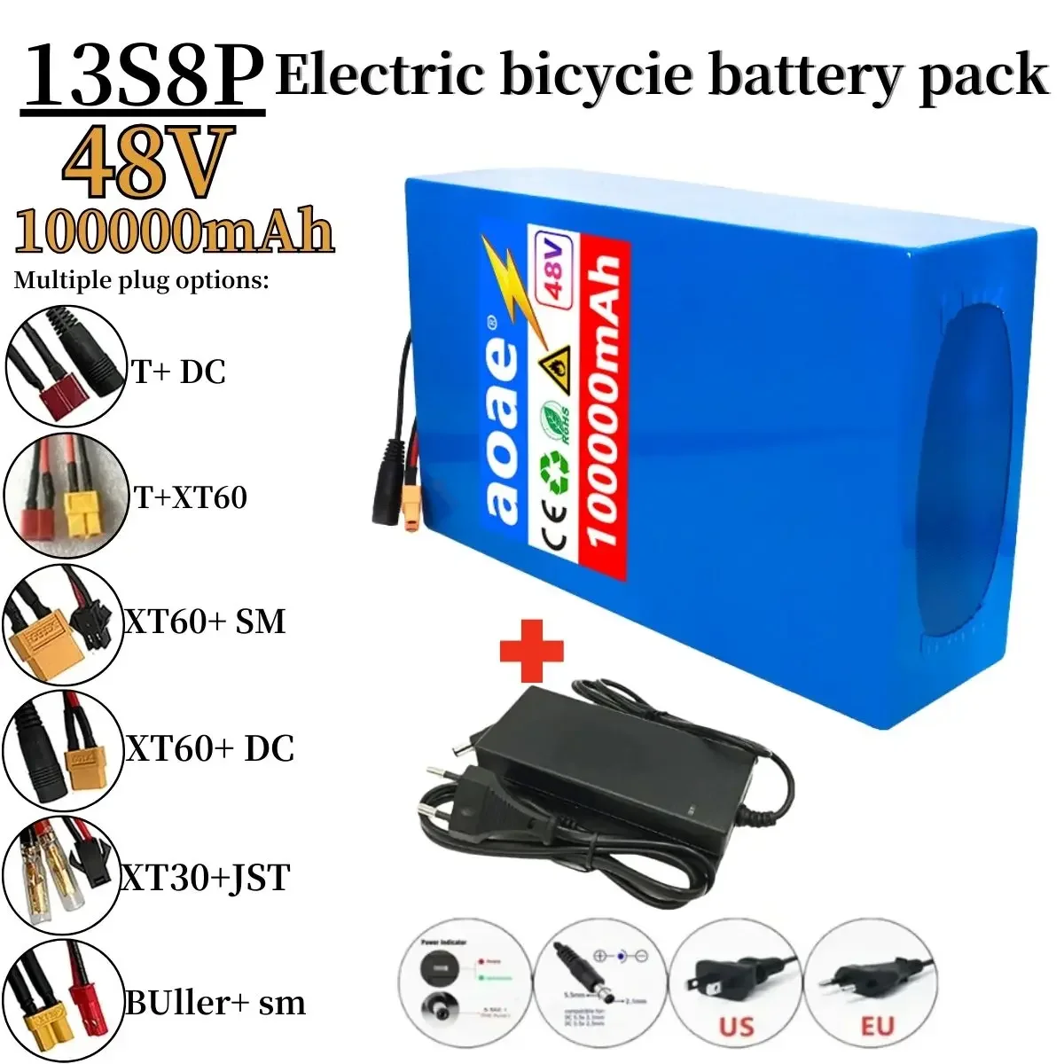 Li-ion 100000MAH 48V 13S8P Suit Citycoco Motorized Scooter Use Battery Model Aircraft Electric Tools Cartssolar Energy Inverters