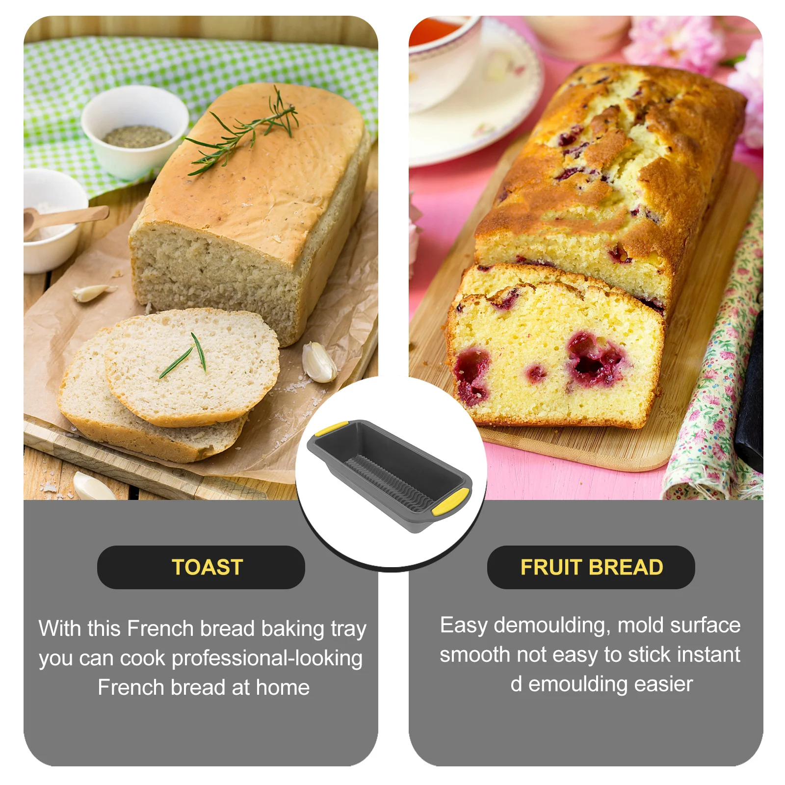 

Bread Loaf Pan Silicone Non-Stick Loaf Mold Flexible Baking Tray Kitchen Supplies for French Bread Toast