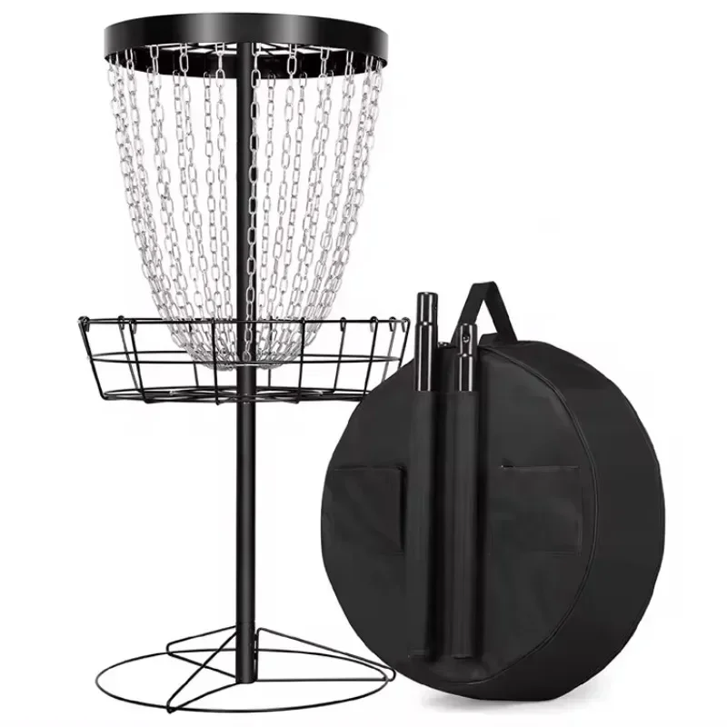 Portable Disc Catcher Sport Golf Golf Basket Set Basketball Double Steel Chain Steel Target Black For Outdoor