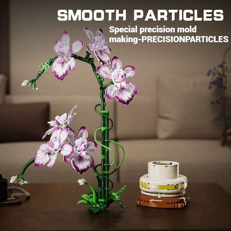 

696 PCS plant flower building blocks toy set, potted Oncidium creative bouquet model assembly, girl's birthday toy flower gift