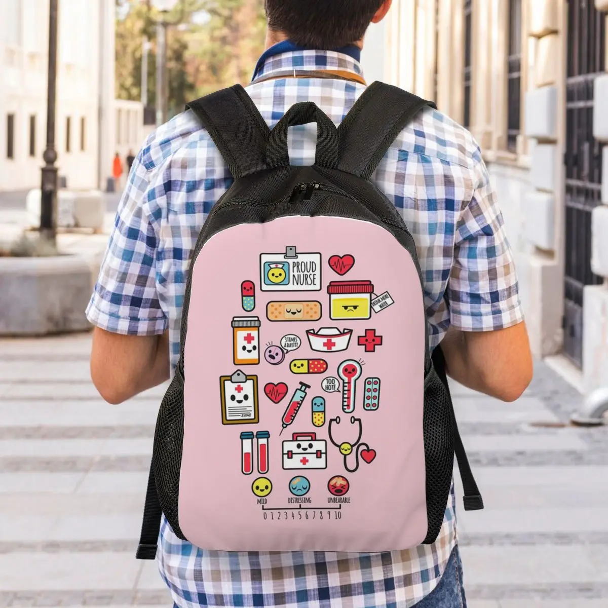 Proud To Be A Nurse Pink Backpack Student Boys Girls BookBag School Bag Computer Shoulder Bags