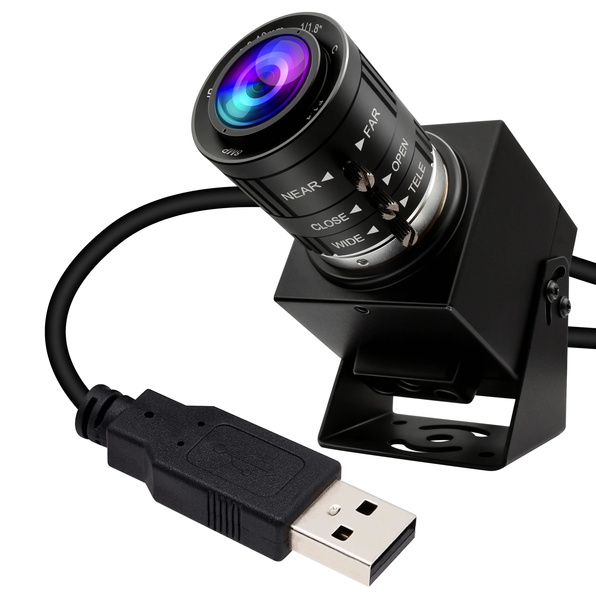 

ELP 48MP USB Camera 8000X6000 Ultra HD 8K UVC Industrial PC Webcam With 3.6-10mm Zoom Lens For Face Recognition Inspection Scan