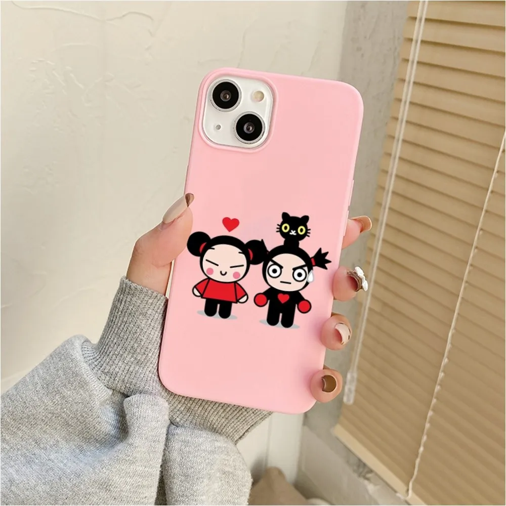 Chinese Doll Pucca And Garu Phone Case For Iphone 11 13 14 Pro Max X Xr Xs Max Se2020 12mini Pink Cover Case