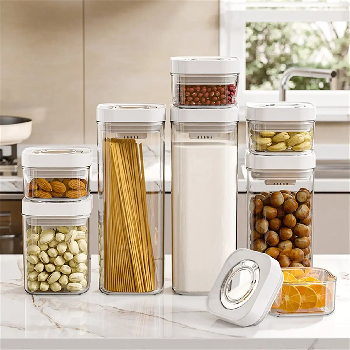 Coffee Bean Storage Containers, Airtight Jars, Vacuum-Sealed Containers for Grains and Tea 450ml