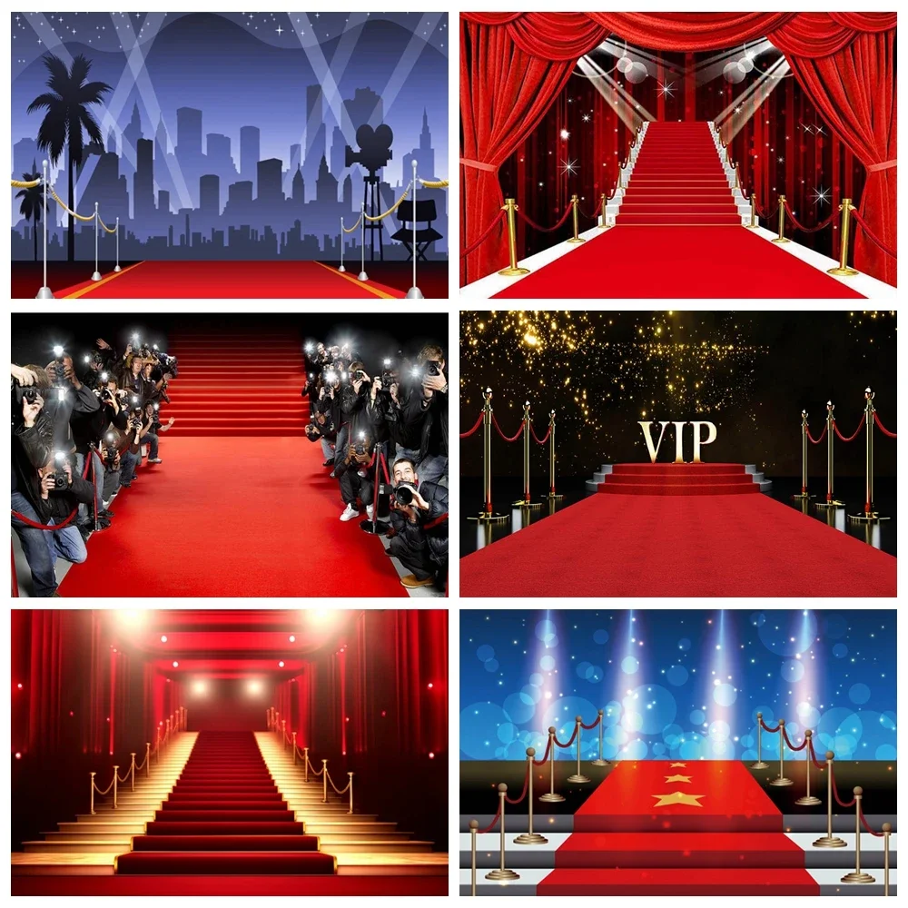 Movie Night Red Carpet Oscar Gold Hollywood Backdrop Director Chair Popcorn Awards Photo Booth Adult Birthday Party VIP Decor
