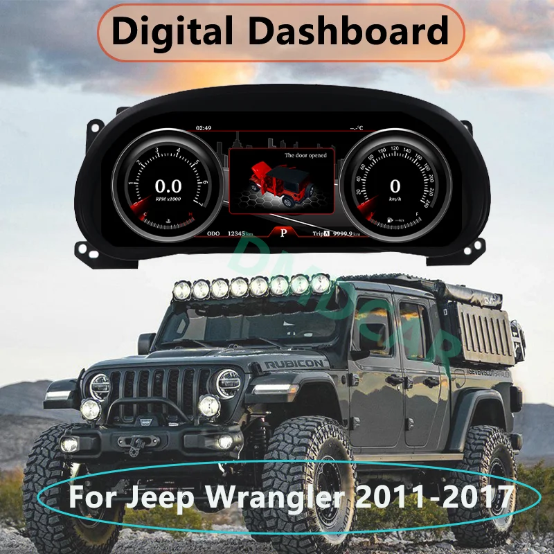 Car LCD Cluster Instrument Speed Meter Multimedia Monitor Miles Modification Panel Digital Dashboard For Jeep Wrangler 2011-2017