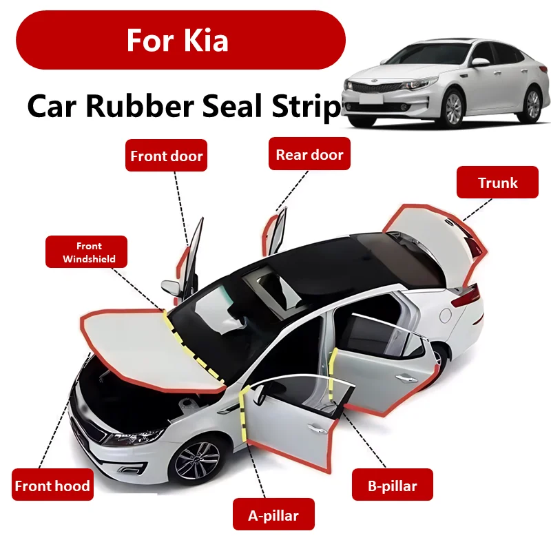 11/8 pcs Car Rubber Seal Strip Filler For kia Front Windshield Front Rear Door Tunk A B Pillar