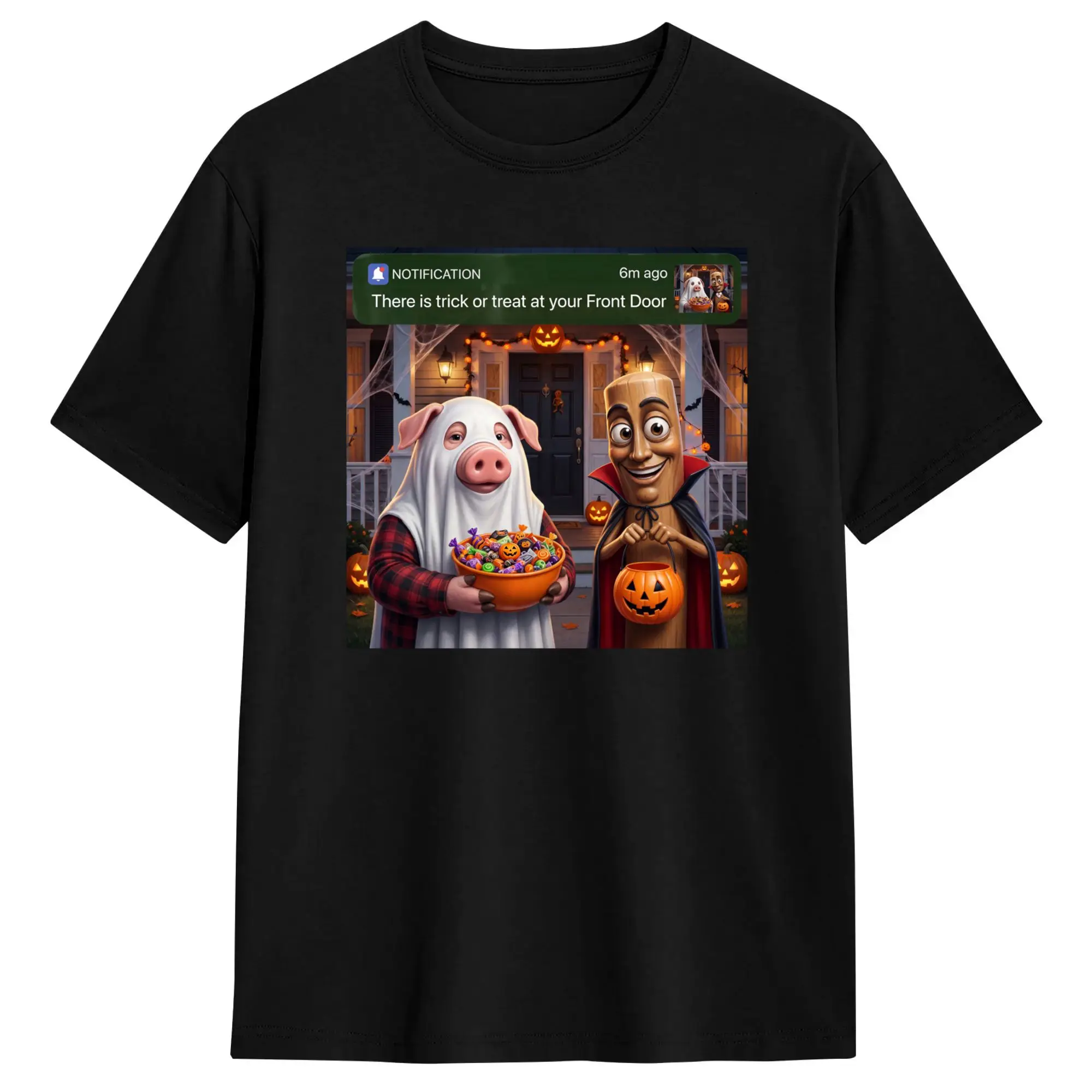 Motion At Your Door Tung Sahur Brainrot Halloween T-Shirts for Men Novelty Cotton Tee Shirt Short Sleeve T Shirt 5XL 6XL Clothes