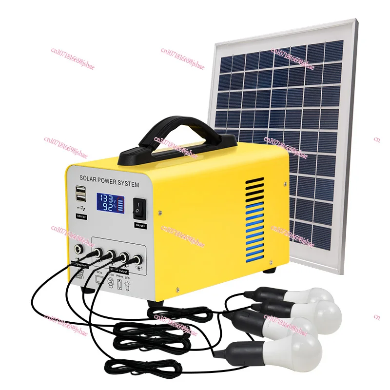 

Sistema de energía Solar con batería plomo ácido, iluminación para el hogar, cargador teléfono, estación energía con