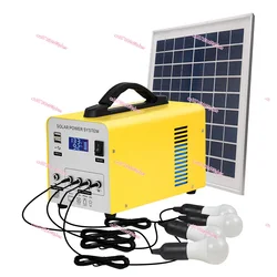 Sistema de energía Solar con batería plomo ácido, iluminación para el hogar, cargador teléfono, estación  energía con