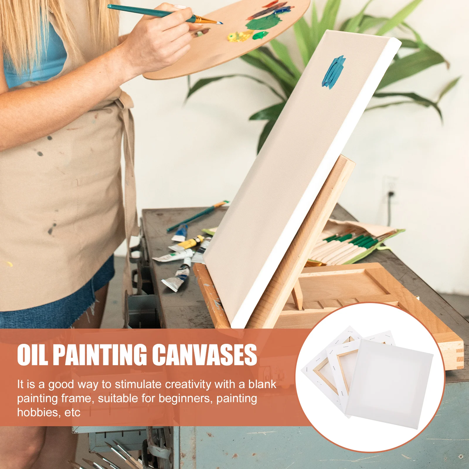 

3pcs Hand Painted Oil Painting Frame White Canvas Panels For Beginners Diy Art Projects Stretched Painting Board Artist Supplies