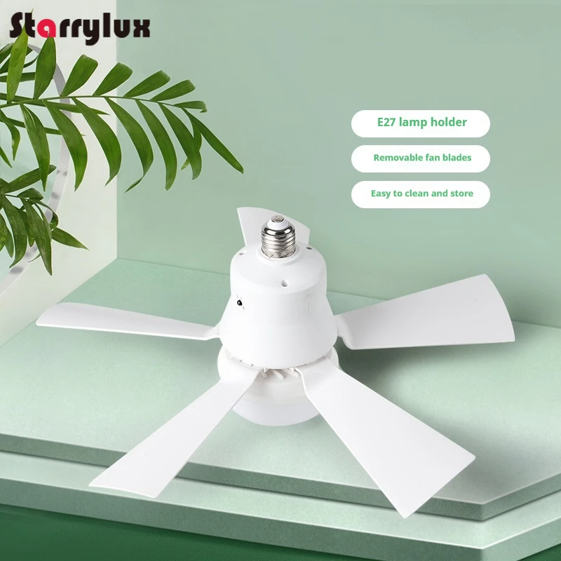 LED Fan Light E27 Remote Control Multifunction 3 Color Dimming