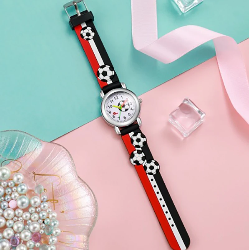 Nova moda colorida dos desenhos animados futebol estudante e relógio infantil relógio de quartzo relógio eletrônico