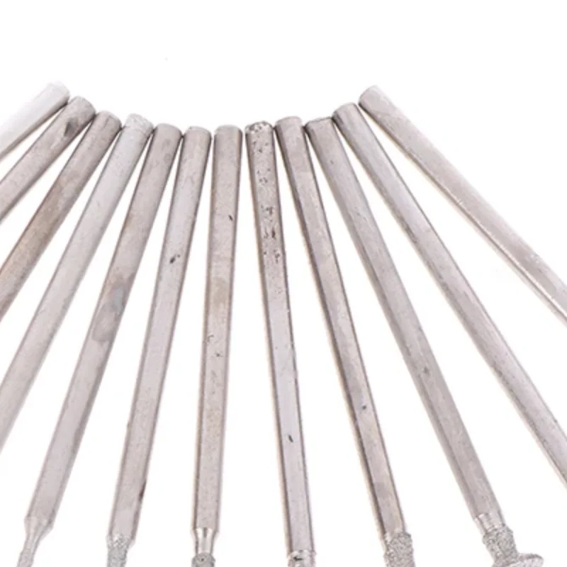 

12 шт., дрель, алмазная шлифовальная головка, бор 2,3 мм, нефритовый камень, инструмент для резьбы по польскому гравированию