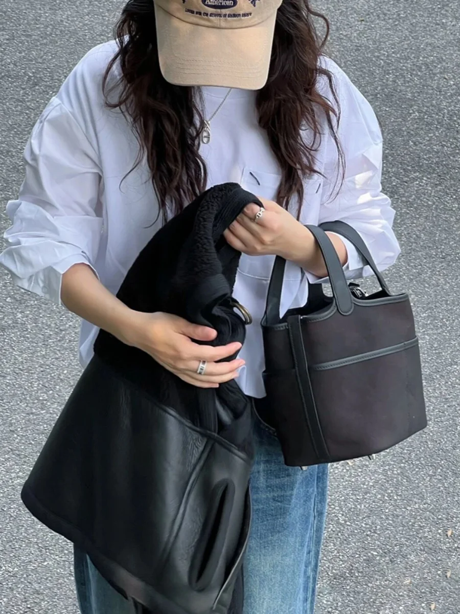 Street Sle Faionable gelaagd lamsbontvest dames herfst winter ontwerp uniek patchwork lederen jaet bovenkleding trendy