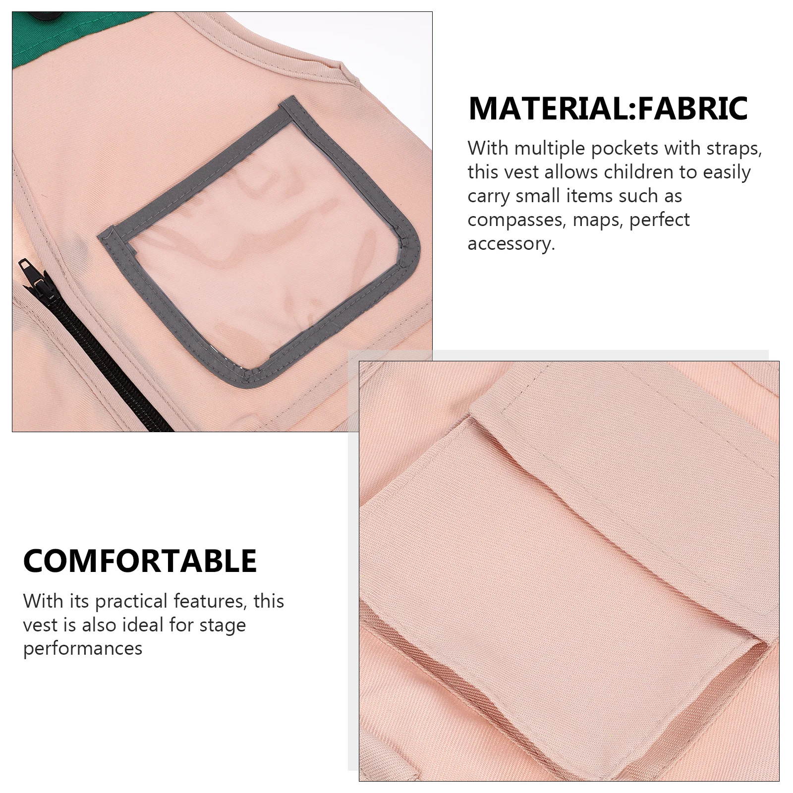 

Vest Adjustable Outdoor Adventure Costume with Multiple Pockets for Camping Fishing Role Play Stage Performance