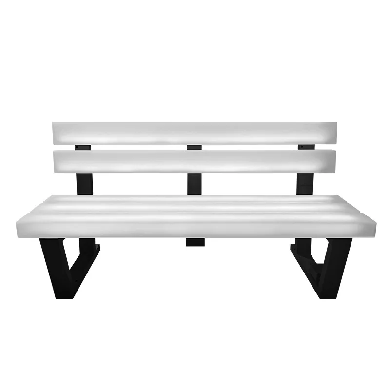Park Luminous Chair Stainless Steel, Bench Commercial Pedestrian Street Public Seat Rotomolded Backrest Luminous Rest Chair