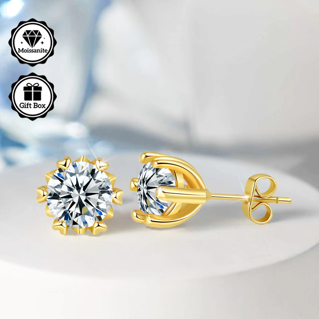 

Ювелирные изделия LAMVOICE для женщин/серьги-гвоздики с 2-каратным муассанитом, гипоаллергенные серьги, рождественский подарок для качественных украшений