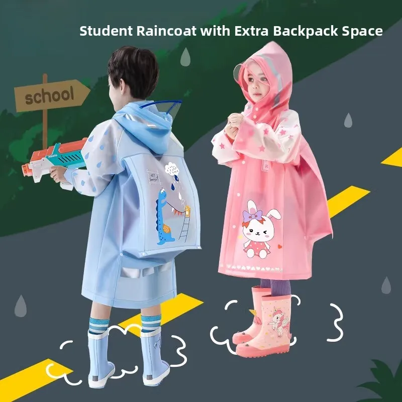 

Утолщенный детский дождевик для школьной формы, специальный для мальчиков и девочек, водонепроницаемый дождевик на все тело для детского сада и школы