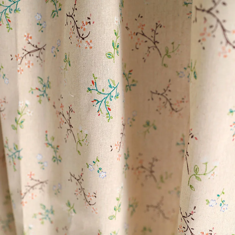 70*150 Korean Red Floral Short Curtains Japanese Rural Linen Flowers Half Curtains for Kitchen Partition Door #A053