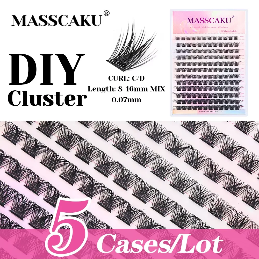 Factory Wholesale 5cases/lot MASSCAKU Lightweight DIY Clusters Eyelash 3D Effect Handmade Russian Volume Lashes Easy to Graft